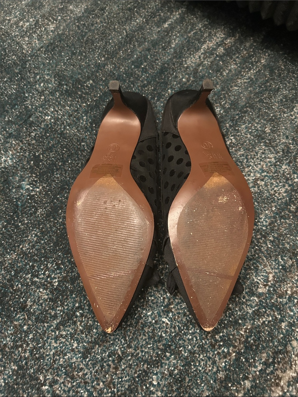 Who What Wear Black Polka Dot Mesh Bow Pointed Slip-On Mules - Picture 3 of 3